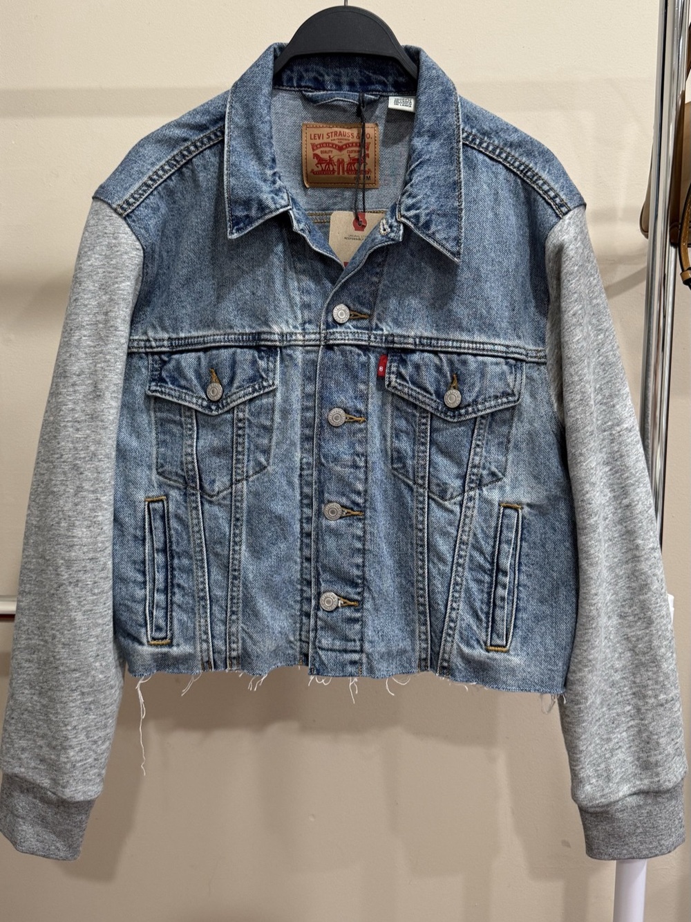 Levi's Ex-Boyfriend Trucker Jacket Denim Jacket in Blue & Gray Size Medium NWT